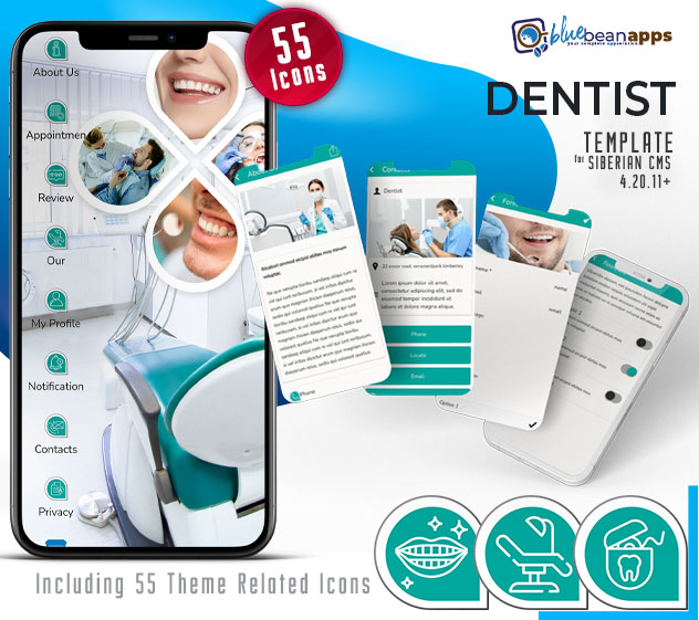 Dentist Template with Icons Siberian CMS, features and modules
